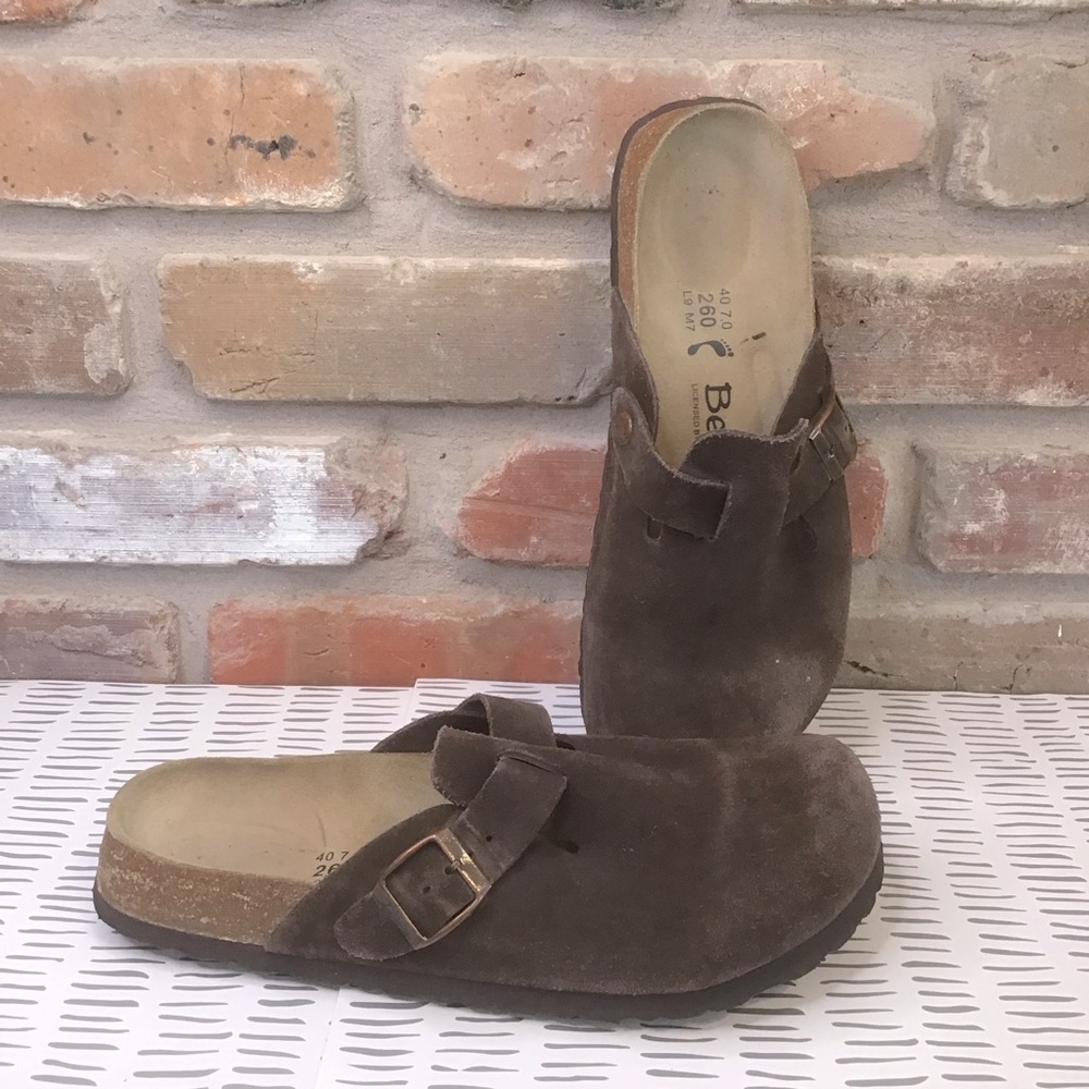 Birkenstock Brown Suede Clogs